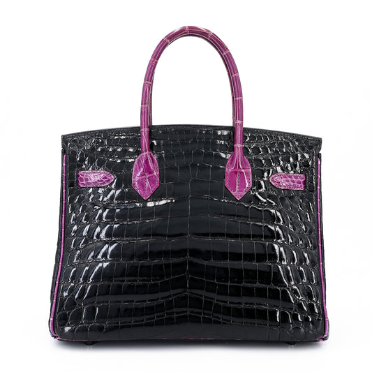 愛馬仕 Birkin 30 黑色海葵亮面尼羅鱷皮