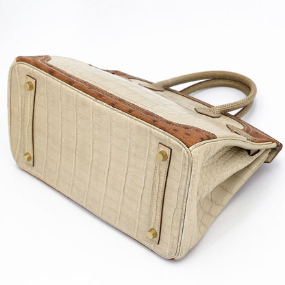 愛馬仕 Birkin Ghillies 30 Beton 霧鱷魚蜥蜴鴕鳥皮