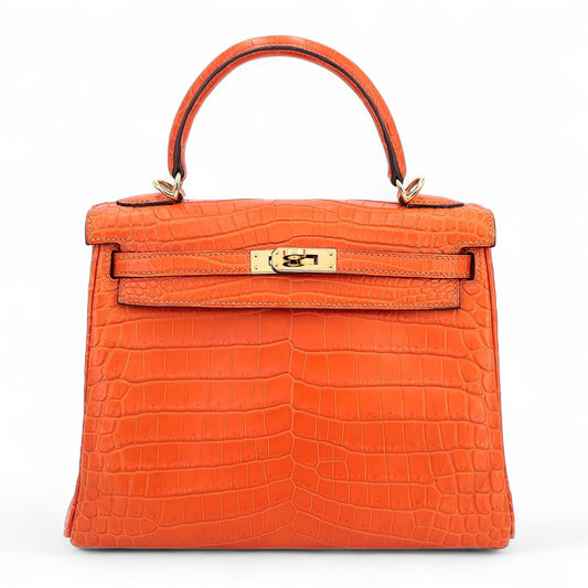 愛馬仕 Kelly 25 Feu Matte Alligator 
