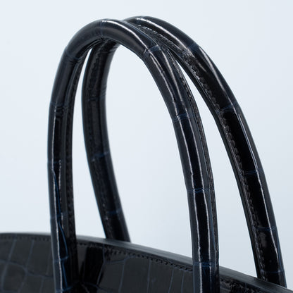 愛馬仕 Birkin 30 Touch 藍色海洋黑色亮面尼羅鱷魚皮