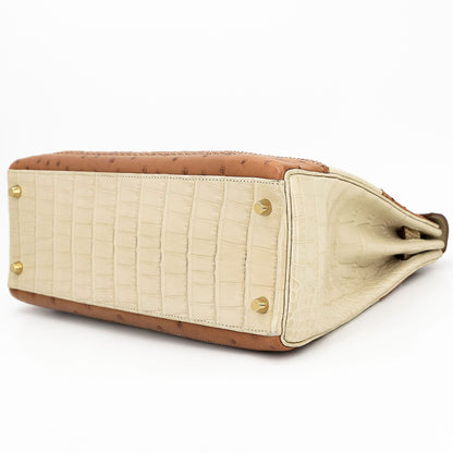 愛馬仕 Kelly Ghillies 32 Ficelle Beton Marron Glace 啞光鱷魚皮鴕鳥蜥蜴皮