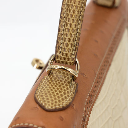 愛馬仕 Kelly Ghillies 32 Ficelle Beton Marron Glace 啞光鱷魚皮鴕鳥蜥蜴皮