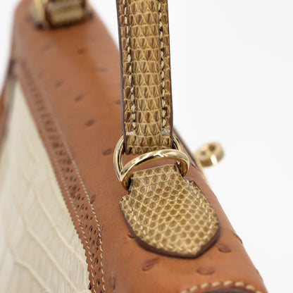 愛馬仕 Kelly Ghillies 32 Ficelle Beton Marron Glace 啞光鱷魚皮鴕鳥蜥蜴皮