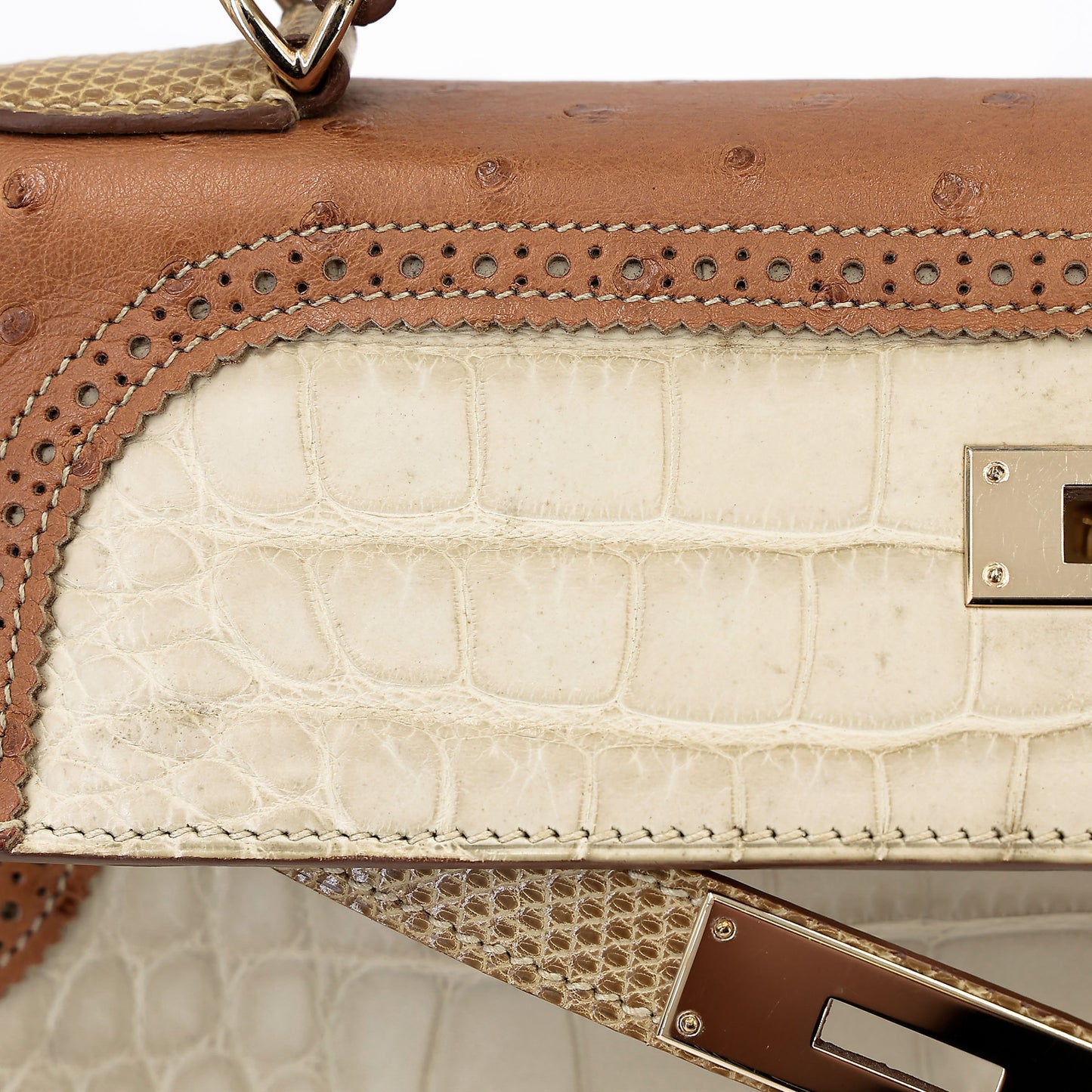 愛馬仕 Kelly Ghillies 32 Ficelle Beton Marron Glace 啞光鱷魚皮鴕鳥蜥蜴皮