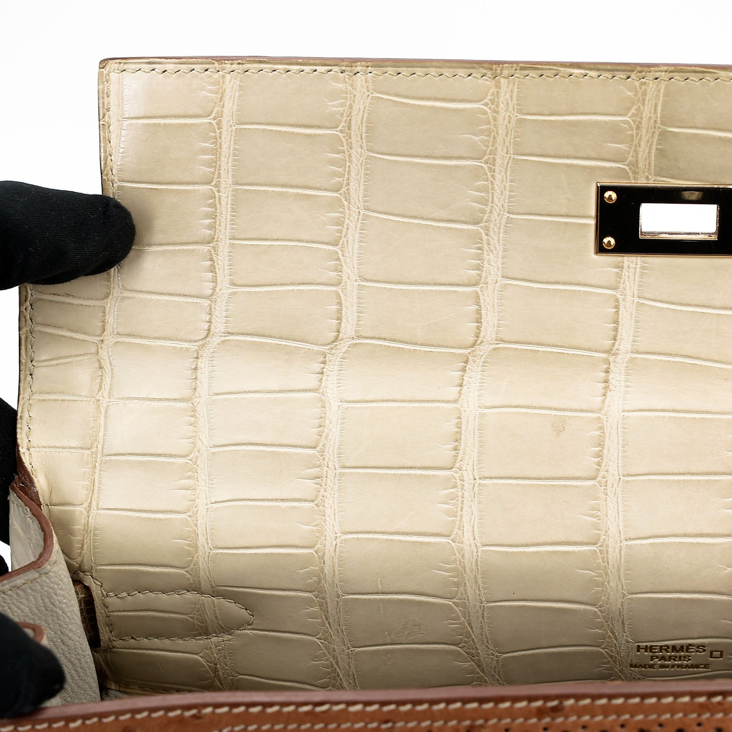 愛馬仕 Kelly Ghillies 32 Ficelle Beton Marron Glace 啞光鱷魚皮鴕鳥蜥蜴皮