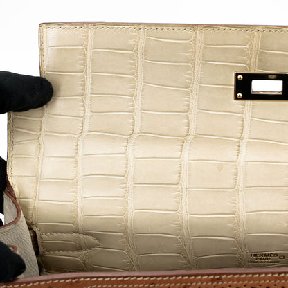 愛馬仕 Kelly Ghillies 32 Ficelle Beton Marron Glace 啞光鱷魚皮鴕鳥蜥蜴皮