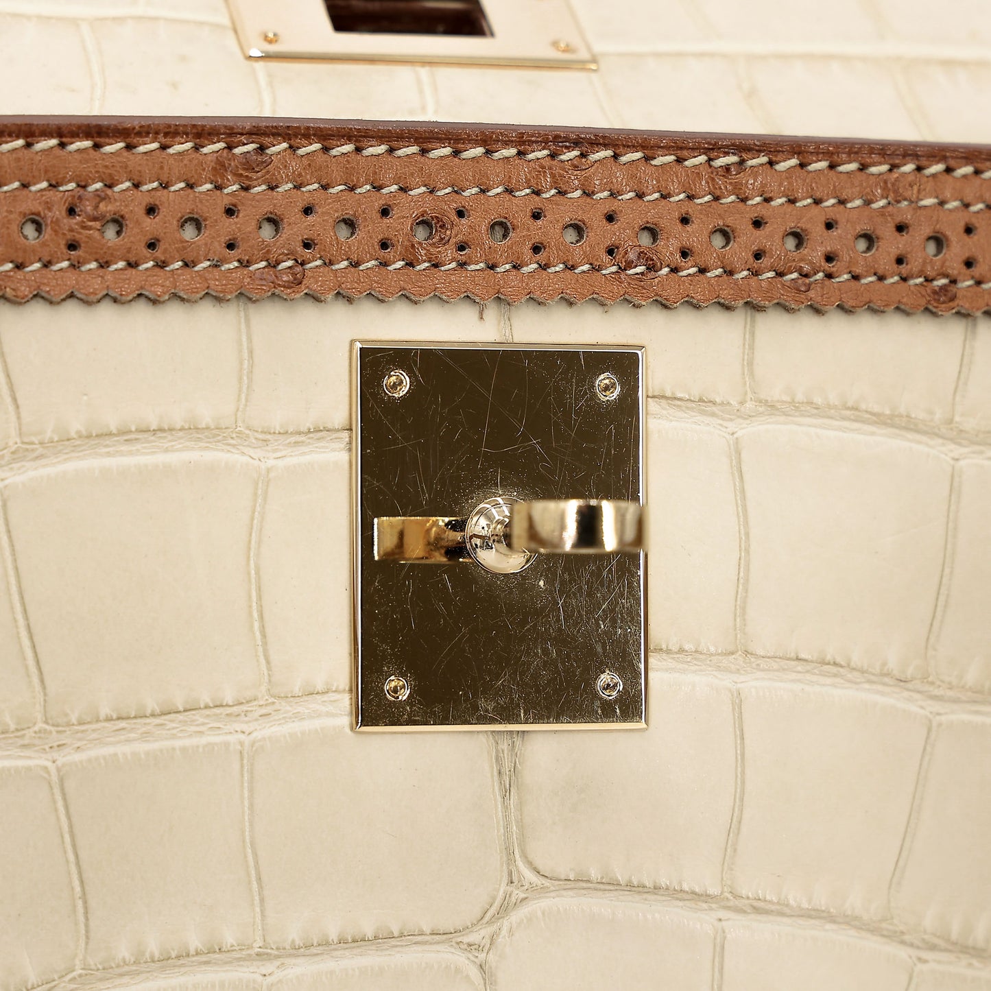 愛馬仕 Kelly Ghillies 32 Ficelle Beton Marron Glace 啞光鱷魚皮鴕鳥蜥蜴皮