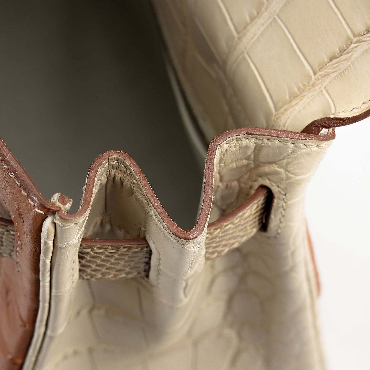 愛馬仕 Kelly Ghillies 32 Ficelle Beton Marron Glace 啞光鱷魚皮鴕鳥蜥蜴皮