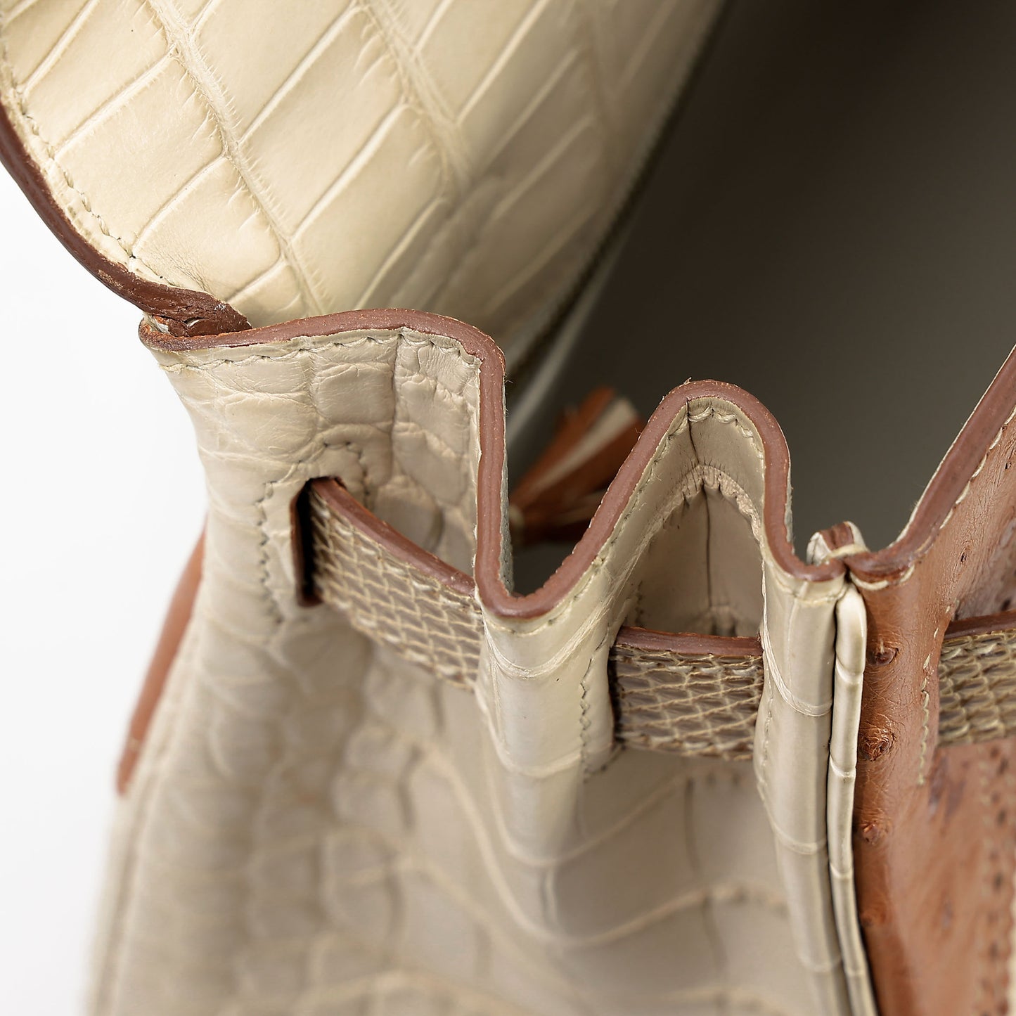 愛馬仕 Kelly Ghillies 32 Ficelle Beton Marron Glace 啞光鱷魚皮鴕鳥蜥蜴皮