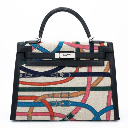 HERMÈS Kelly 32 Cavalcadour Toile de Camp