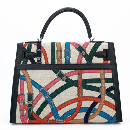 HERMÈS Kelly 32 Cavalcadour Toile de Camp