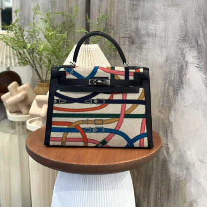HERMÈS Kelly 32 Cavalcadour Toile de Camp