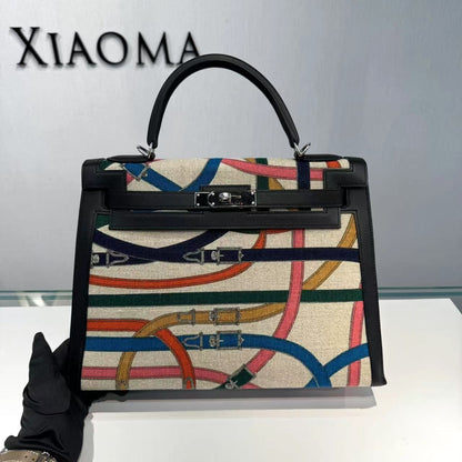 HERMÈS Kelly 32 Cavalcadour Toile de Camp
