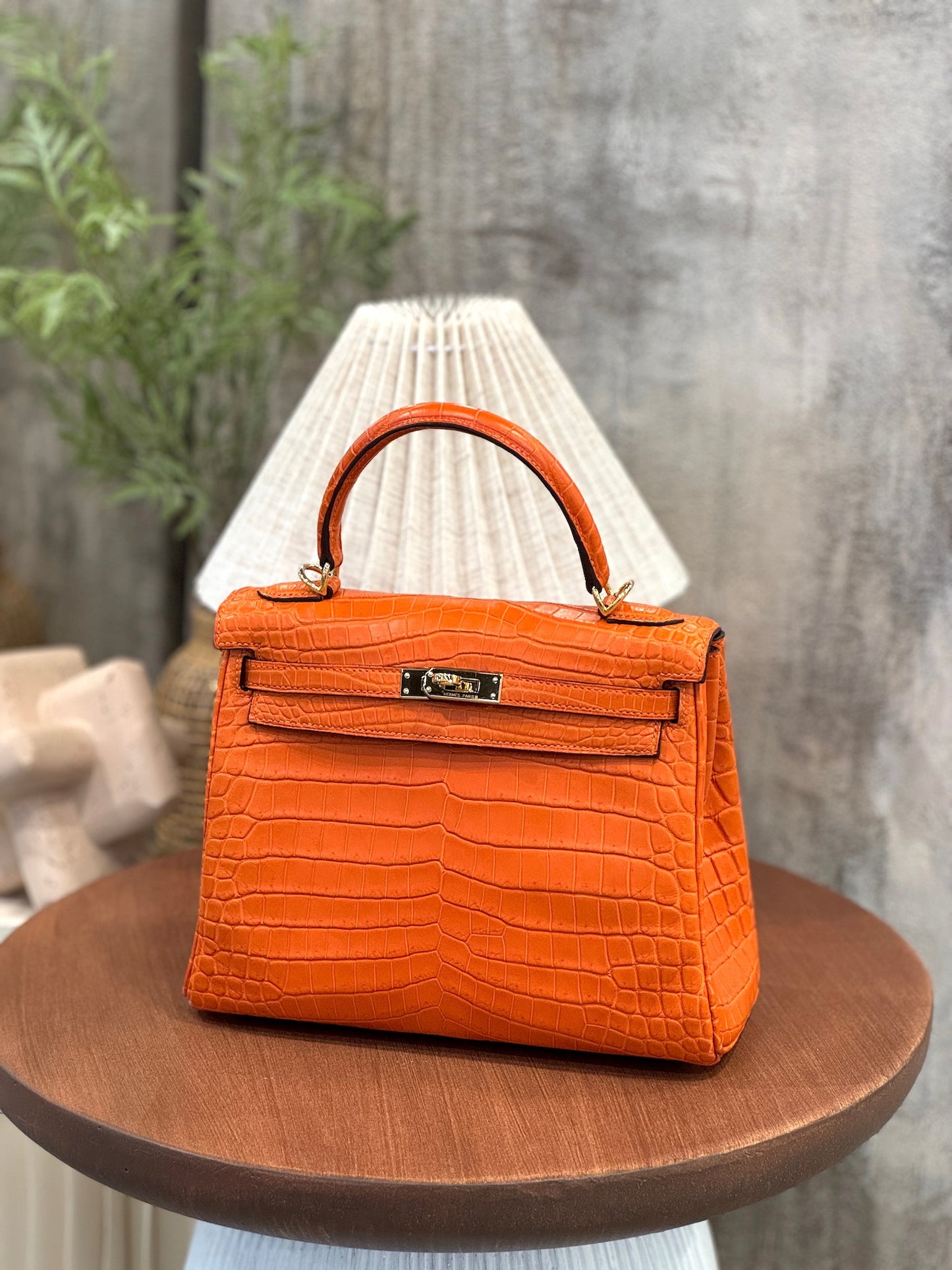 愛馬仕 Kelly 25 Feu Matte Alligator 