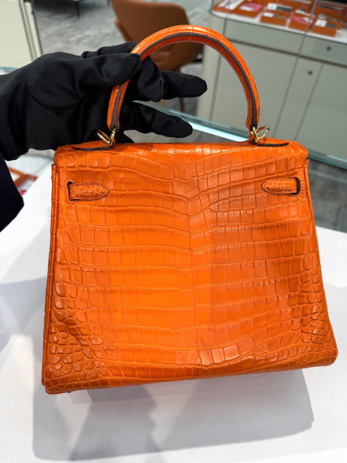 愛馬仕 Kelly 25 Feu Matte Alligator 