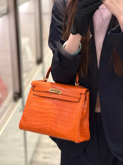 愛馬仕 Kelly 25 Feu Matte Alligator 