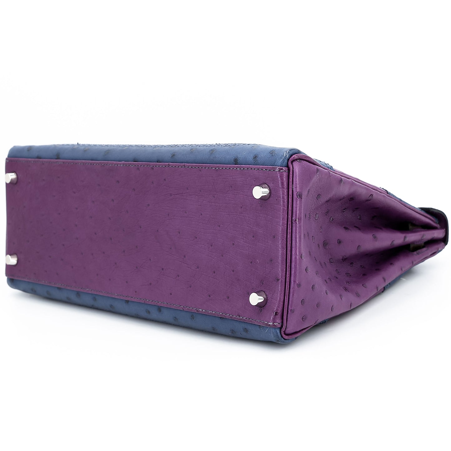 愛馬仕 Kelly Ghillies 32 Marron Fonce Bleu de Malte 紫羅蘭色鴕鳥皮