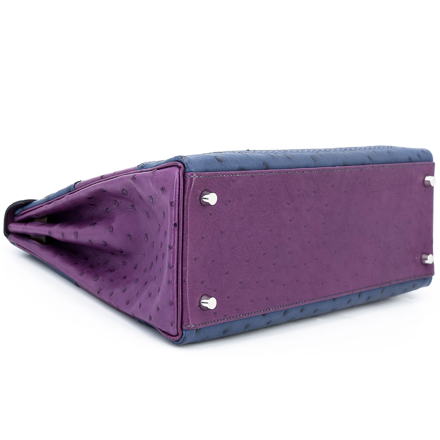 愛馬仕 Kelly Ghillies 32 Marron Fonce Bleu de Malte 紫羅蘭色鴕鳥皮