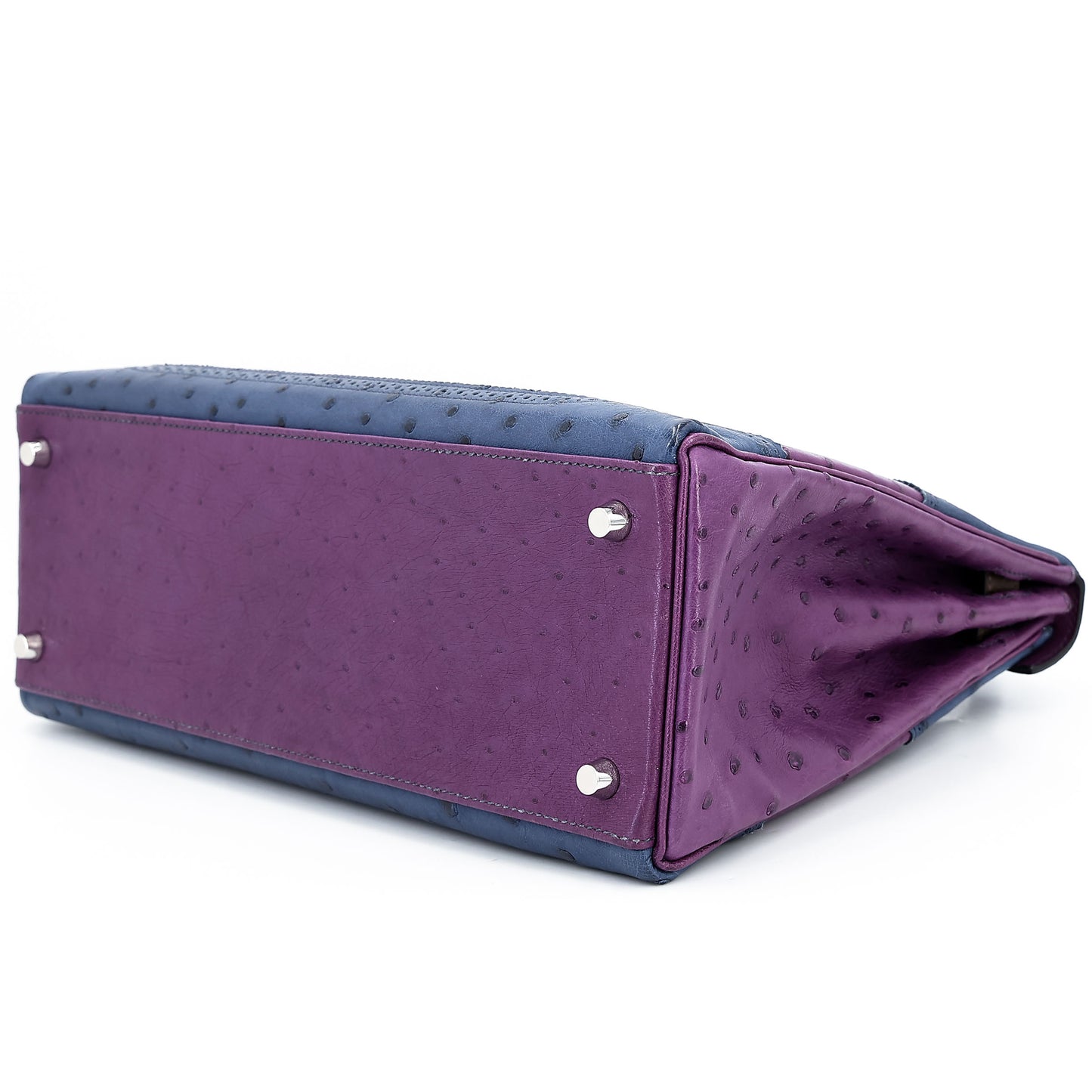 愛馬仕 Kelly Ghillies 32 Marron Fonce Bleu de Malte 紫羅蘭色鴕鳥皮