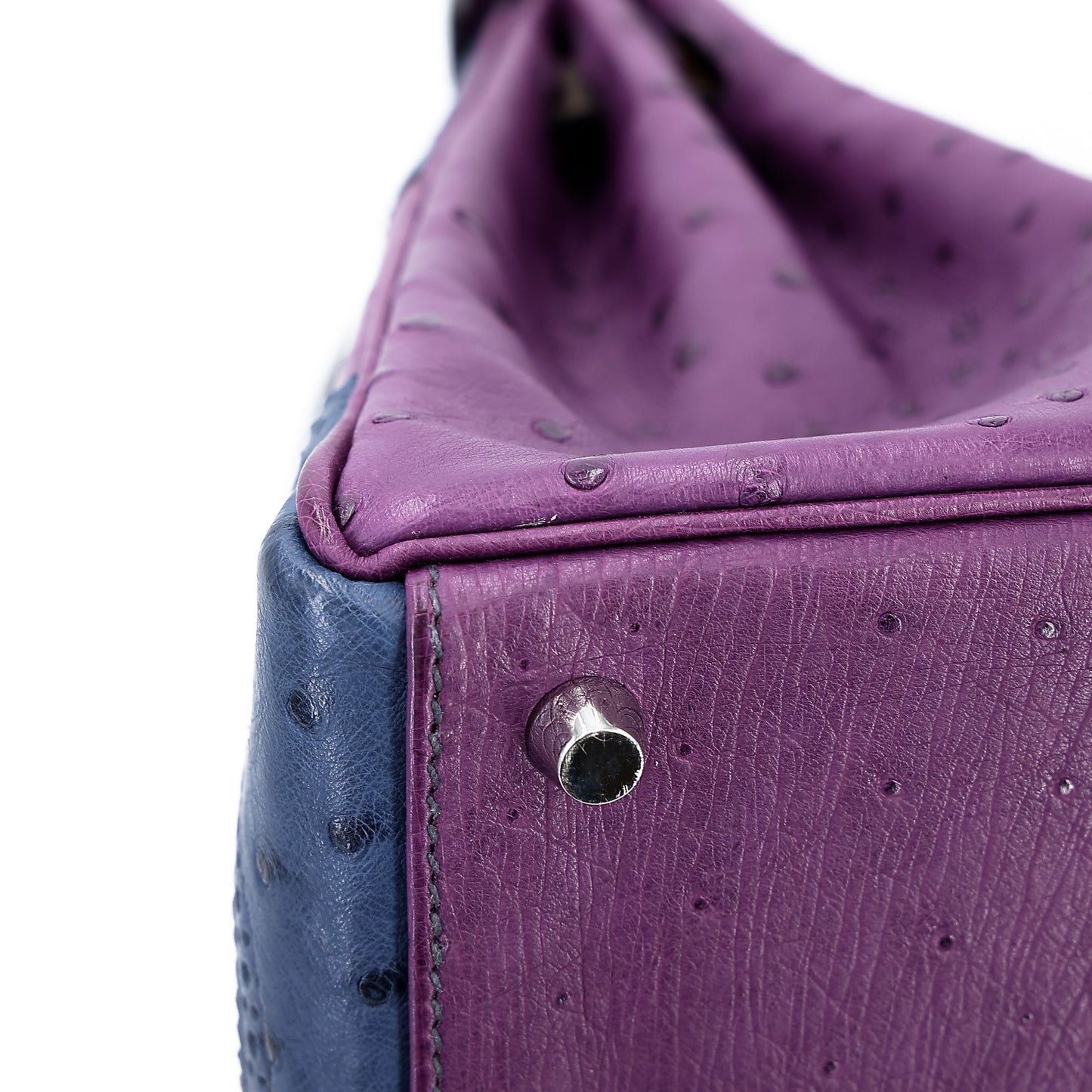 愛馬仕 Kelly Ghillies 32 Marron Fonce Bleu de Malte 紫羅蘭色鴕鳥皮