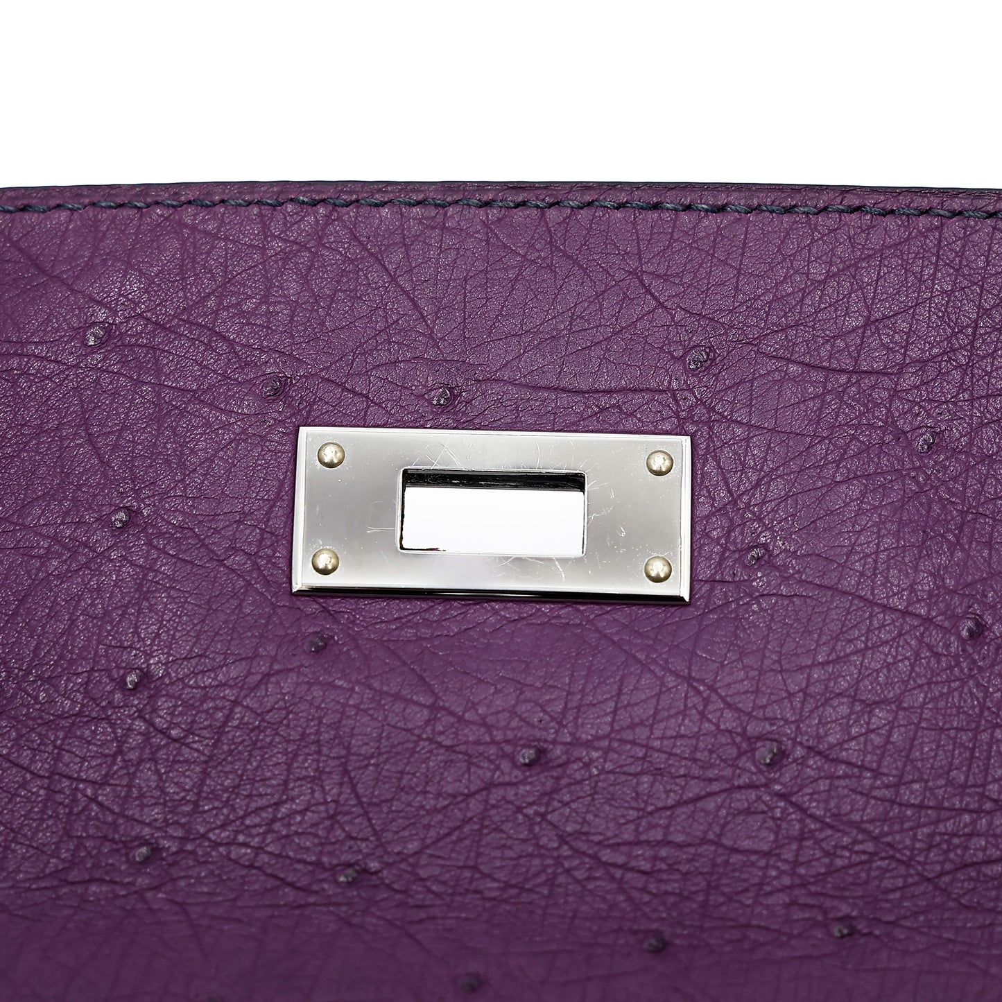 愛馬仕 Kelly Ghillies 32 Marron Fonce Bleu de Malte 紫羅蘭色鴕鳥皮