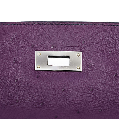 愛馬仕 Kelly Ghillies 32 Marron Fonce Bleu de Malte 紫羅蘭色鴕鳥皮