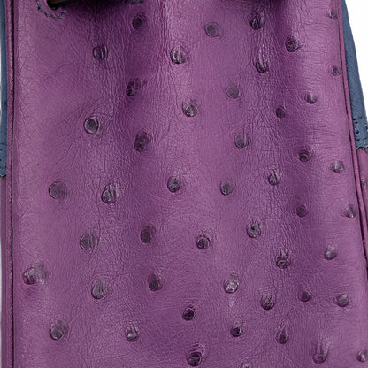 愛馬仕 Kelly Ghillies 32 Marron Fonce Bleu de Malte 紫羅蘭色鴕鳥皮