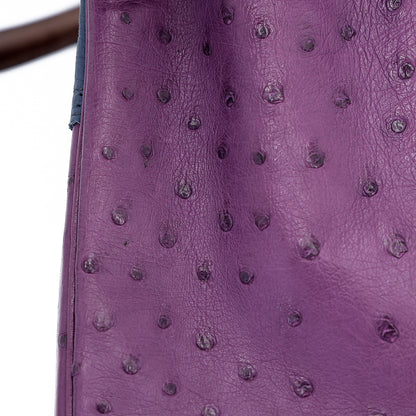 愛馬仕 Kelly Ghillies 32 Marron Fonce Bleu de Malte 紫羅蘭色鴕鳥皮