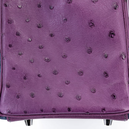 愛馬仕 Kelly Ghillies 32 Marron Fonce Bleu de Malte 紫羅蘭色鴕鳥皮