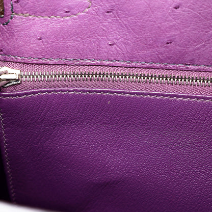 愛馬仕 Kelly Ghillies 32 Marron Fonce Bleu de Malte 紫羅蘭色鴕鳥皮