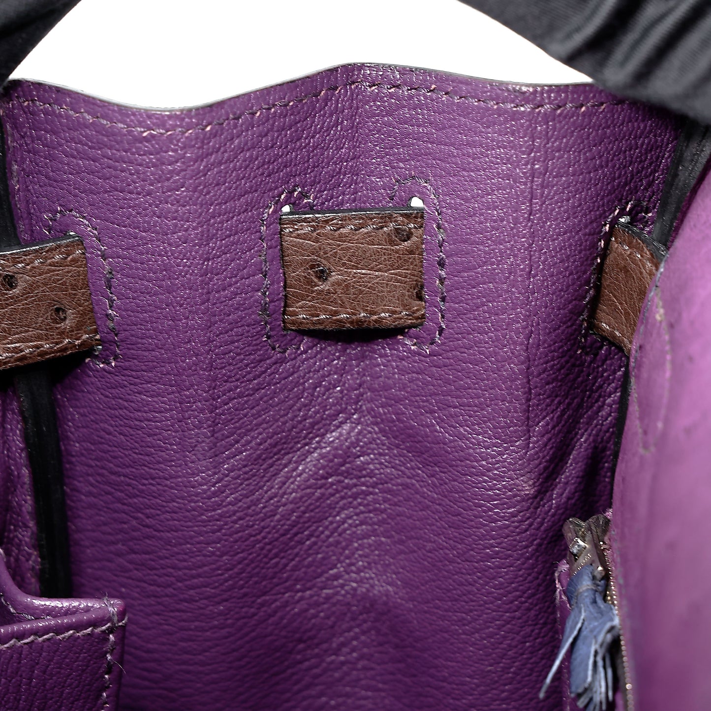 愛馬仕 Kelly Ghillies 32 Marron Fonce Bleu de Malte 紫羅蘭色鴕鳥皮