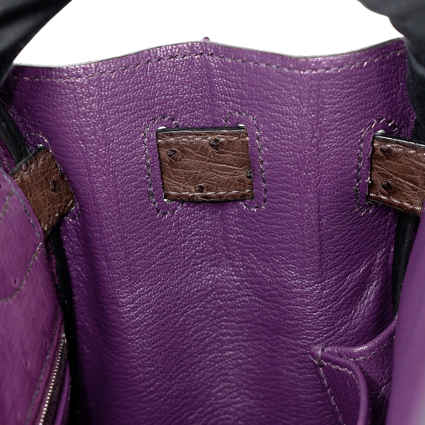 愛馬仕 Kelly Ghillies 32 Marron Fonce Bleu de Malte 紫羅蘭色鴕鳥皮