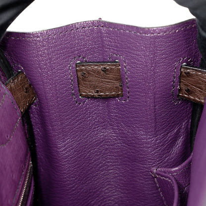 愛馬仕 Kelly Ghillies 32 Marron Fonce Bleu de Malte 紫羅蘭色鴕鳥皮