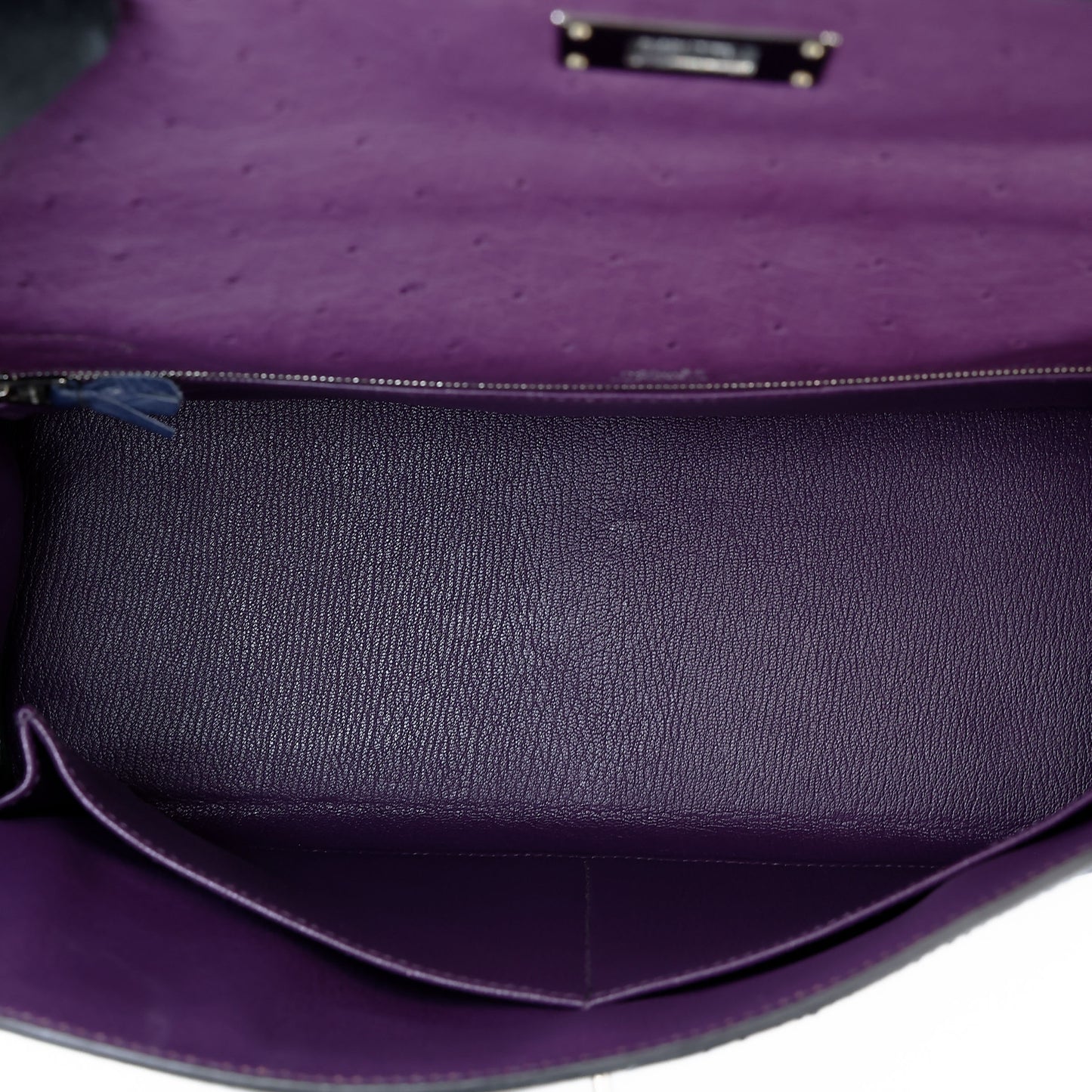 愛馬仕 Kelly Ghillies 32 Marron Fonce Bleu de Malte 紫羅蘭色鴕鳥皮