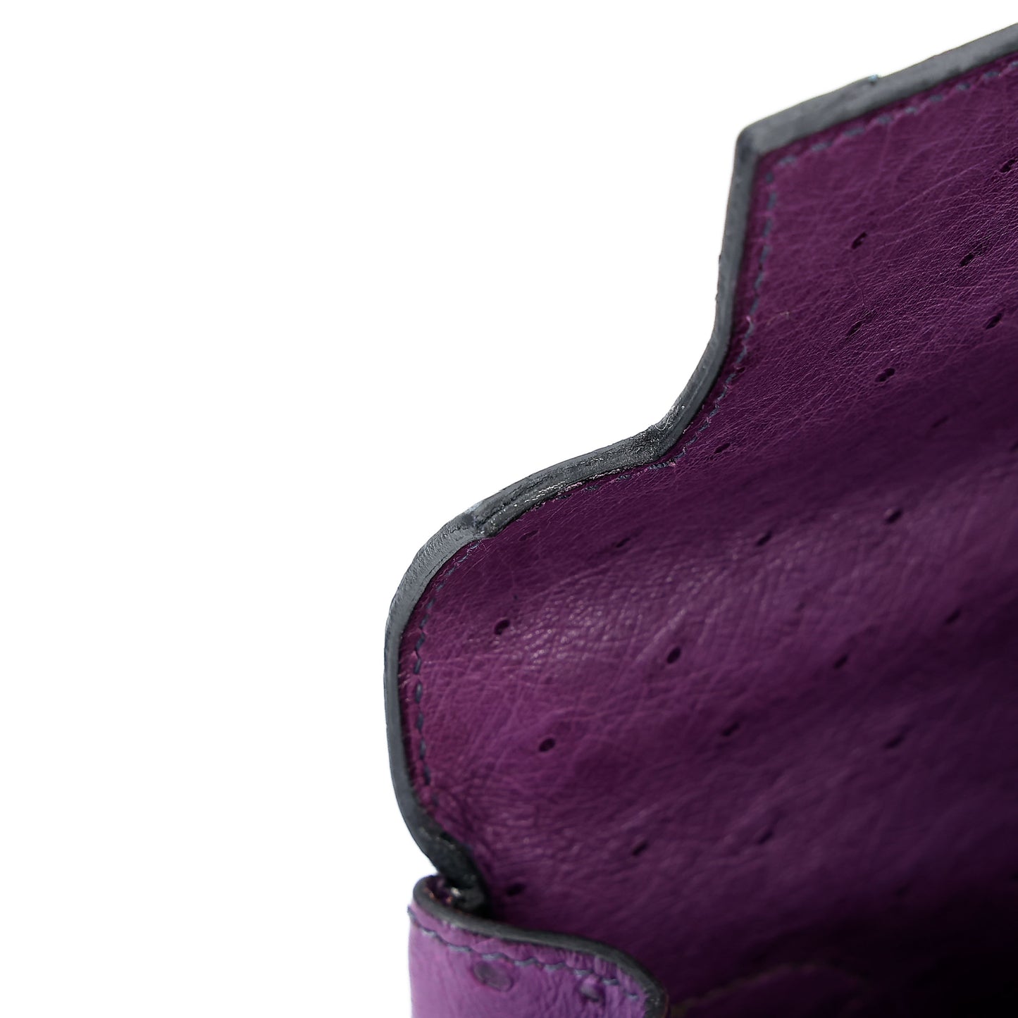 愛馬仕 Kelly Ghillies 32 Marron Fonce Bleu de Malte 紫羅蘭色鴕鳥皮