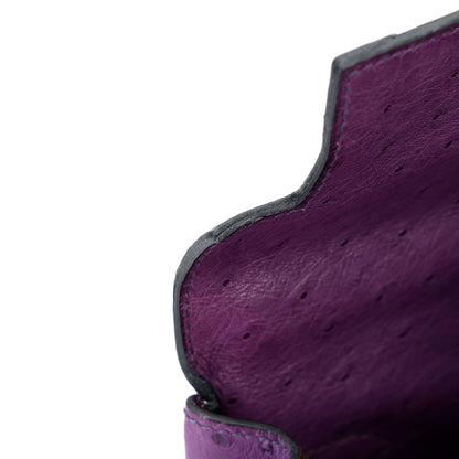 愛馬仕 Kelly Ghillies 32 Marron Fonce Bleu de Malte 紫羅蘭色鴕鳥皮