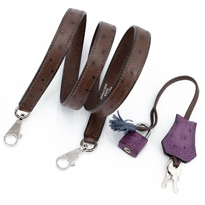 愛馬仕 Kelly Ghillies 32 Marron Fonce Bleu de Malte 紫羅蘭色鴕鳥皮