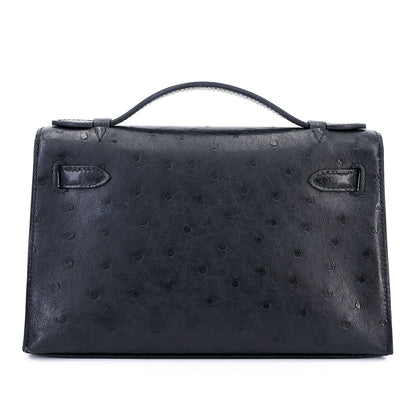愛馬仕 Kelly Pochette Noir 鴕鳥皮