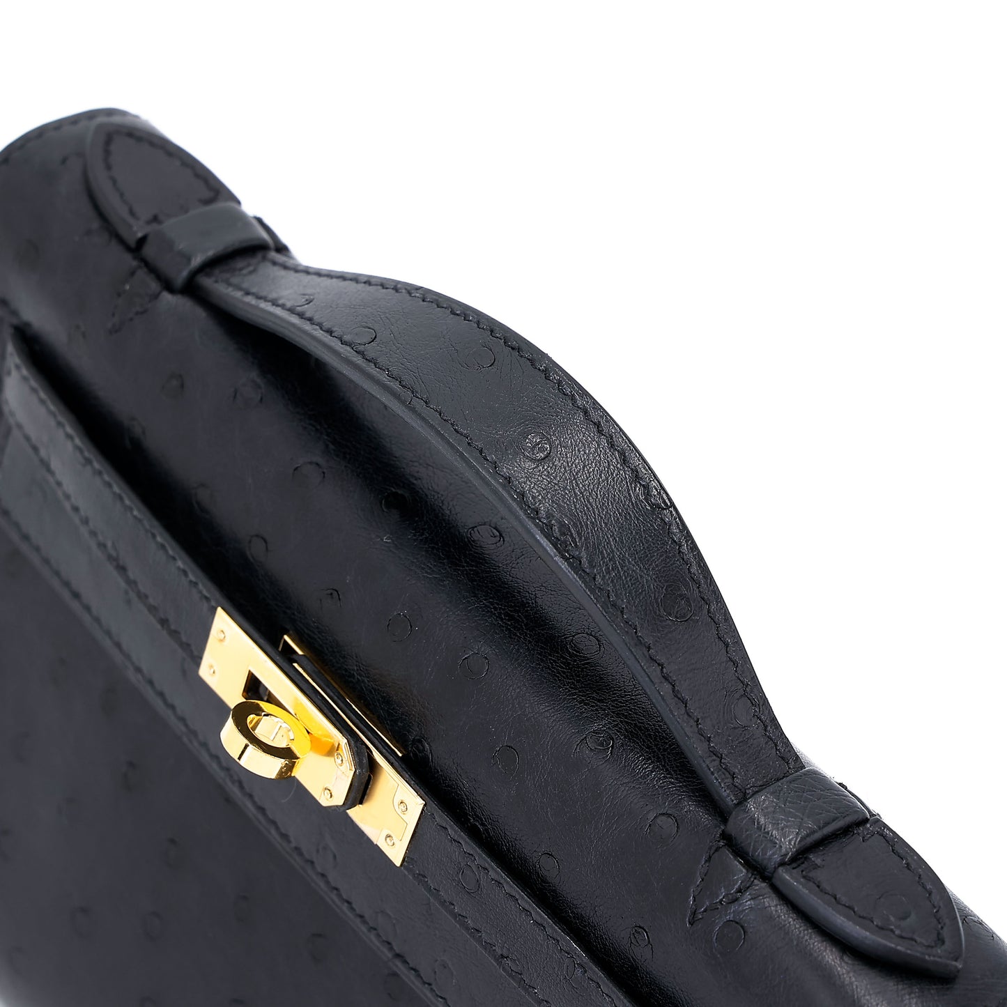 愛馬仕 Kelly Pochette Noir 鴕鳥皮