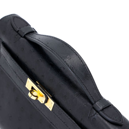 愛馬仕 Kelly Pochette Noir 鴕鳥皮