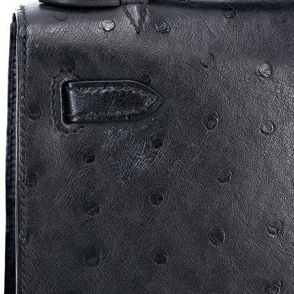 愛馬仕 Kelly Pochette Noir 鴕鳥皮
