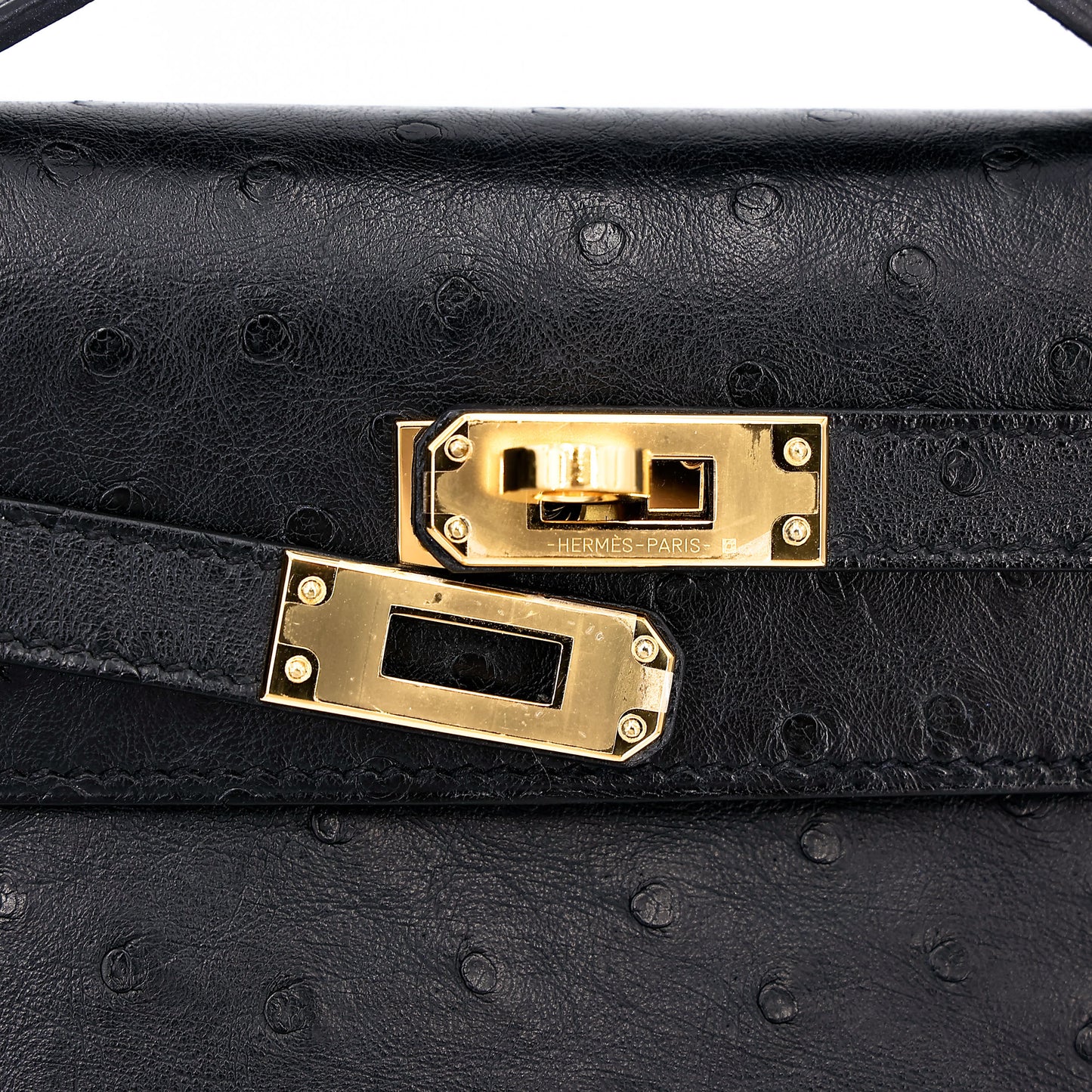 愛馬仕 Kelly Pochette Noir 鴕鳥皮