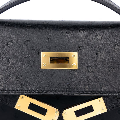 愛馬仕 Kelly Pochette Noir 鴕鳥皮