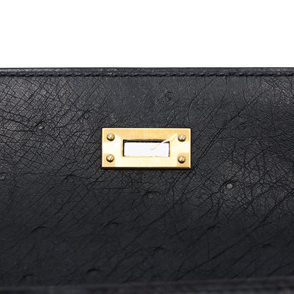 愛馬仕 Kelly Pochette Noir 鴕鳥皮