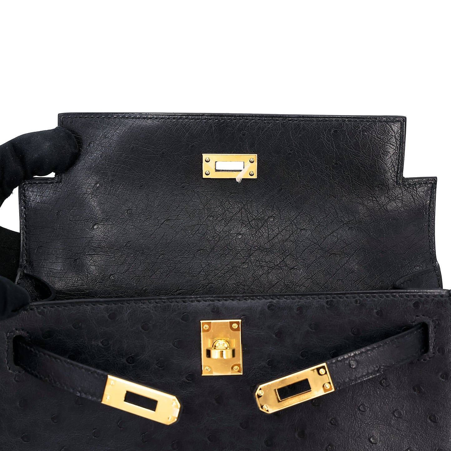 愛馬仕 Kelly Pochette Noir 鴕鳥皮