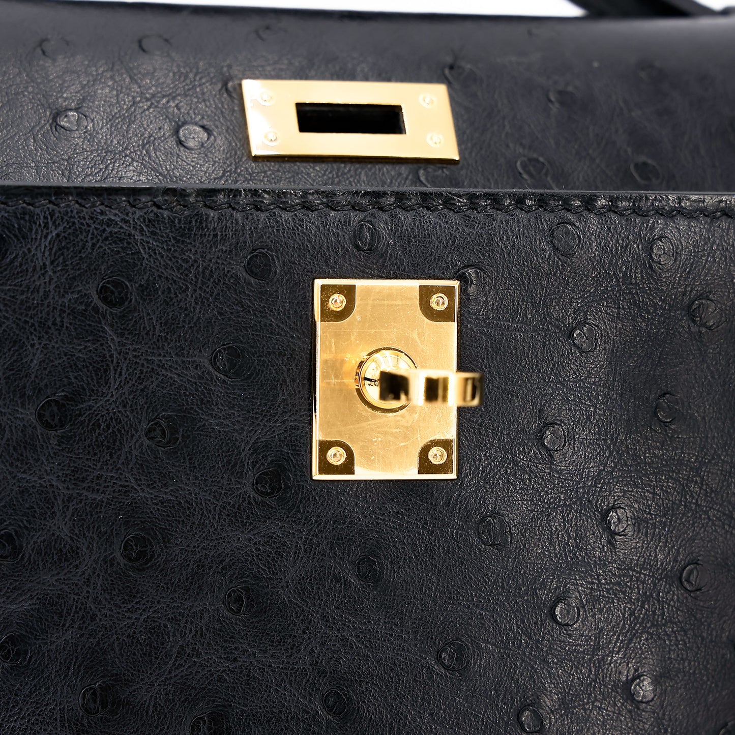 愛馬仕 Kelly Pochette Noir 鴕鳥皮