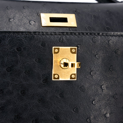 愛馬仕 Kelly Pochette Noir 鴕鳥皮