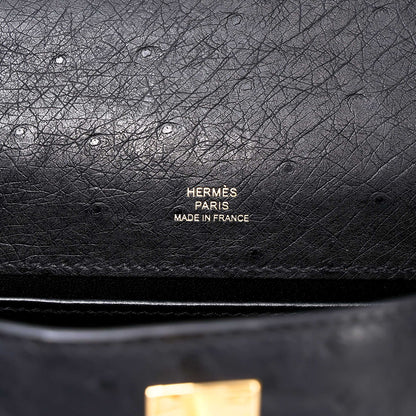 愛馬仕 Kelly Pochette Noir 鴕鳥皮