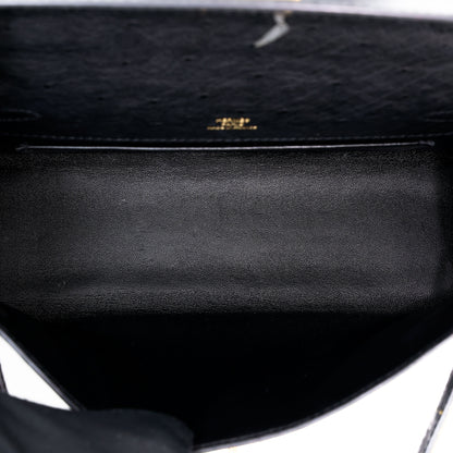 愛馬仕 Kelly Pochette Noir 鴕鳥皮