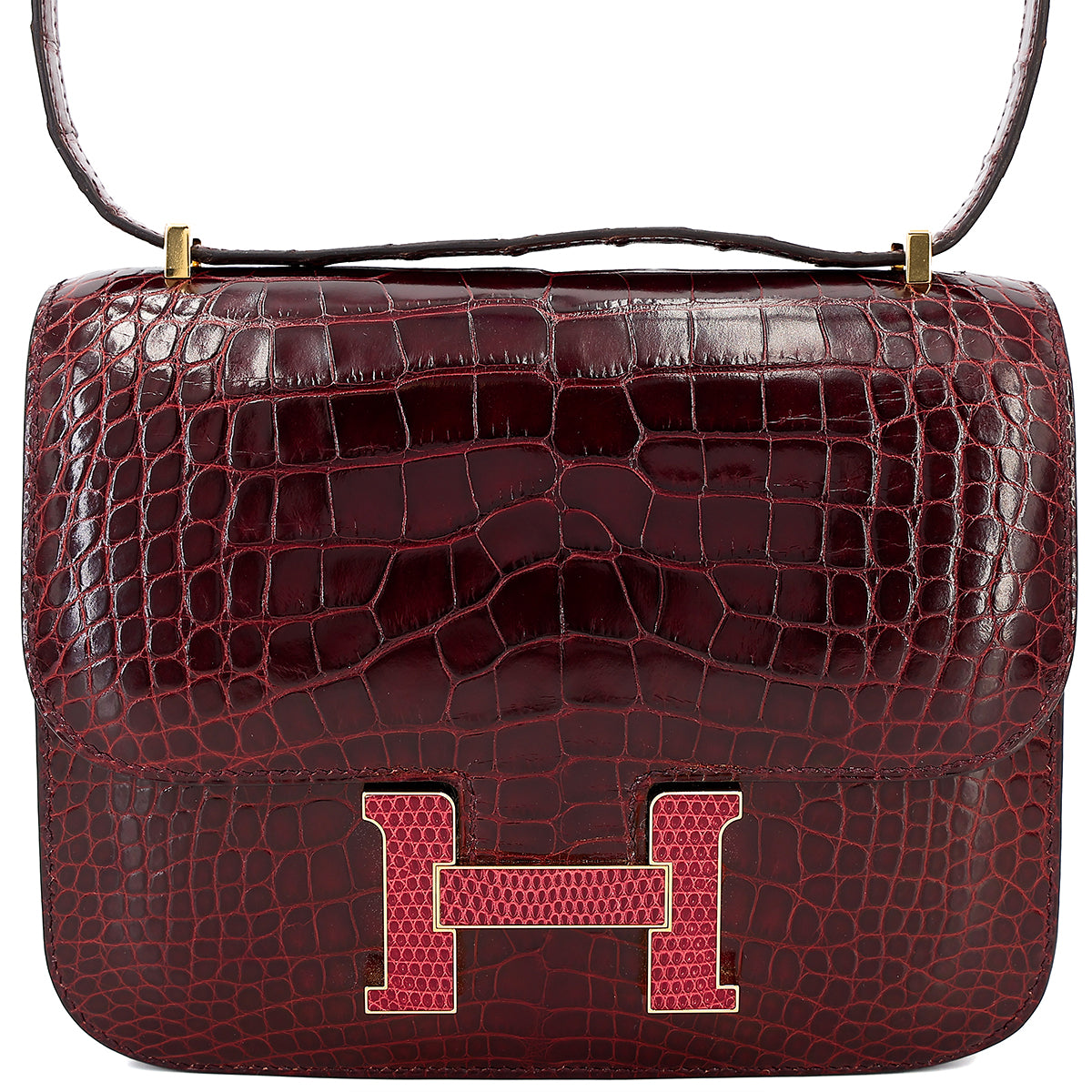 愛馬仕 Constance Mini 勃根地紅 Moyen 鱷魚皮